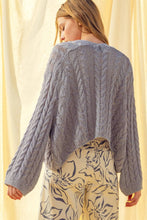 J4475   LIGHT WEIGHT CABLE KNITTED CARDIGAN: ROSE / L