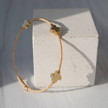 Faithful Beaded Cross Bangle w/ Matte Gold Crosses-Latte