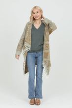 TASSEL FRINGE CARDIGAN OLIVE