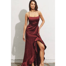 Satin Corset Open Back Ruffled Dress: CHAMPAGNE / S-M-L(3-2-1)