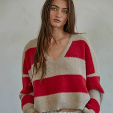 Red Taupe Knit V-neck Pullover
