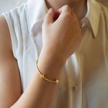 Faithful Beaded Cross Bangle w/ Matte Gold Crosses-Latte