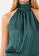 Satin Smocked Halter Midi Dress: Black / L