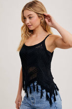 CROCHET FRINGE SLEEVELESS TOP: Black