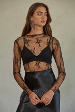 Charcoal Knit Lace Long Sleeve Mock Neck Top