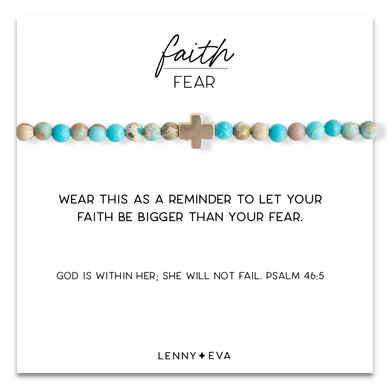 Faith Over Fear Cross Bracelet, Turquoise Jasper