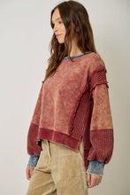 61618 Mixed Media Washed Sweatshirt: Vintage White / Large