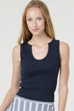 X2EG6-ASIS COTTON RIB KNIT U NECK TANK TOP: NAVY / M