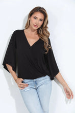 Black Cupro Surplice Top