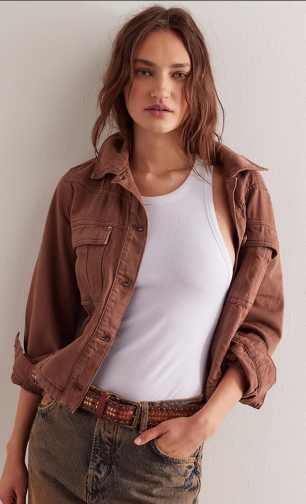 Jade Denim Jacket in Chocolate Mouse