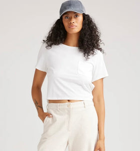 Pima Boxy Crop tee - white