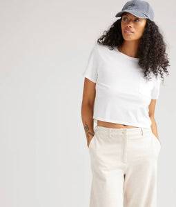 Pima Boxy Crop tee - white