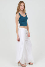 25P68-ASIS WRAP PANTS WITH CROCHET TRIM AND ELASTIC WAIST: BLACK / M