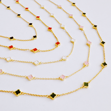 Petite Colored Clover Necklace: Blush Pink