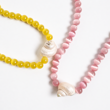 Beachside Shell Beaded Necklace – Bold Statement Strand: Yellow