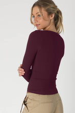 NS8314- Deep V Neck LS Top: 2218 Blue Opal