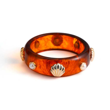 Tortoise Resin Pearl & Shell Bangle Bracelet