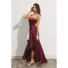 Satin Corset Open Back Ruffled Dress: CHAMPAGNE / S-M-L(3-2-1)