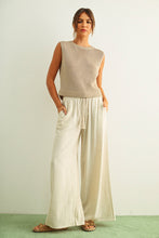 MMP469   COTTON LINEN SMOCKED WAIST PANTS WITH TASSEL: DEEP MOSSY / L