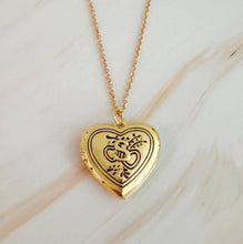 Nostalgic Heart Initial Open Locket Necklace: K