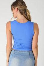 NS8408- Clean Line Square Shirred Top: 2273 Deep Sea Blue