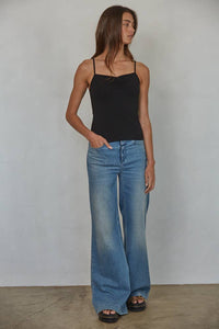 Black Knit V-Neck Cami Top