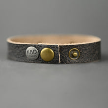 Leather Stacker Cuff w/ Pave Skull: Black