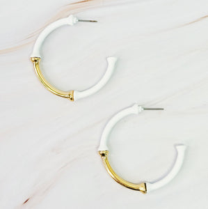 Color Coated Bamboo Hoop Earrings: Red