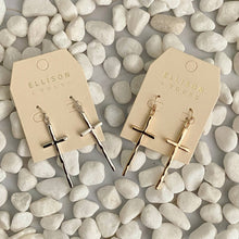Slim And Stylish Cross Earrings: Gold