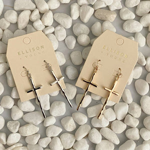 Slim And Stylish Cross Earrings: Gold