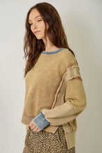 61618 Mixed Media Washed Sweatshirt: Vintage White / Large