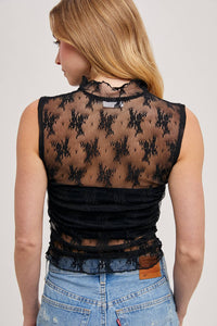 Black Floral Lace Tank