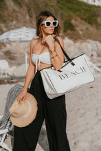 Beach Canvas Tote: White/Black