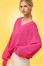 JLT7410-V-neck Waffle Long Sleeve Top Christmas Fall: Sage / M