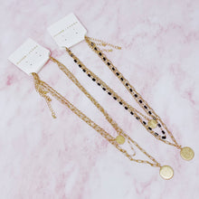 Disc & Beaded Chain Necklace Set Of 3: Clear