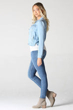 SJ919-ASIS WASHED DENIM TENCEL BUTTON FRONT JACKET: DENIM / M