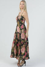 C4C84-AA26 PRINTED MAXI DRESS WITH SIDE SLIT AND POCKETS: Black / M