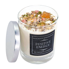 Positive Energy Candle - Soy Candles - Herb & Crystal Candle: 7.75oz Round Glass