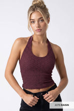 NS8489 - Floral Lace Halter Crop Top: 2267 Milk Tea