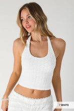 NS8489 - Floral Lace Halter Crop Top: 2267 Milk Tea