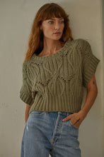 W1124 | Knit Sweater Crochet Round Neck Short Sleeve Top: Dark Brown / Small
