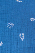 BLUE WHITE EMBROIDERED DETAIL PAJAMA SHORTS
