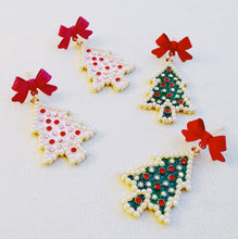 Merry And Bright Bow Tree Earrings: Pink