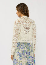 Open Crochet Tie Front Top: VANILLA / M