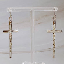 Slim And Stylish Cross Earrings: Gold