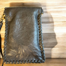 Tooled Cowhide Phone Crossbody-Black