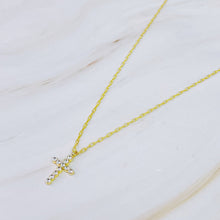 Faceted Crystal Cross Necklace: Small