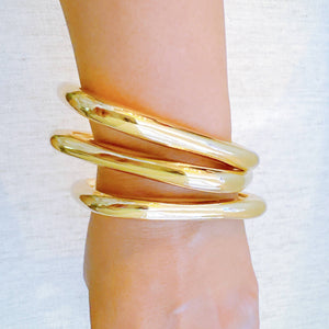 Air Light Square Bangle Set – Sleek Stacking Style in Polished Gold & Mixed Metal Variants: Two Toned