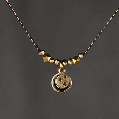 Delicate Beaded Moon & Stars Necklace
