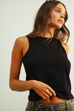 ET6892   WASHED RIB SLEEVELESS TOP: BLACK / M